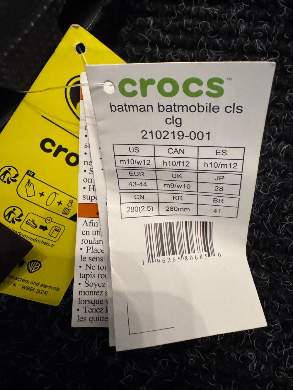 Black Crocs Batman x Classic Clog 'Batmobile' 210219 001 Size M-10/W-12 New - Picture 10 of 10